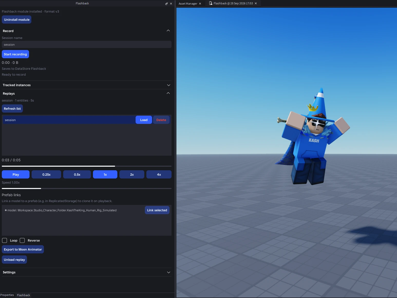 A loaded replay playing back in edit mode