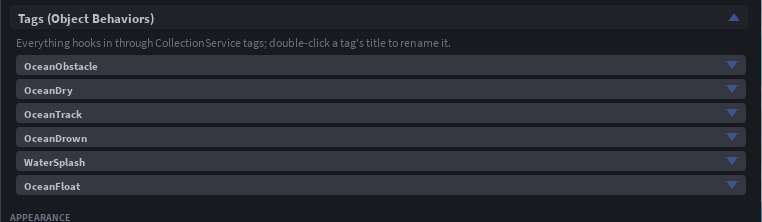 The Tags section