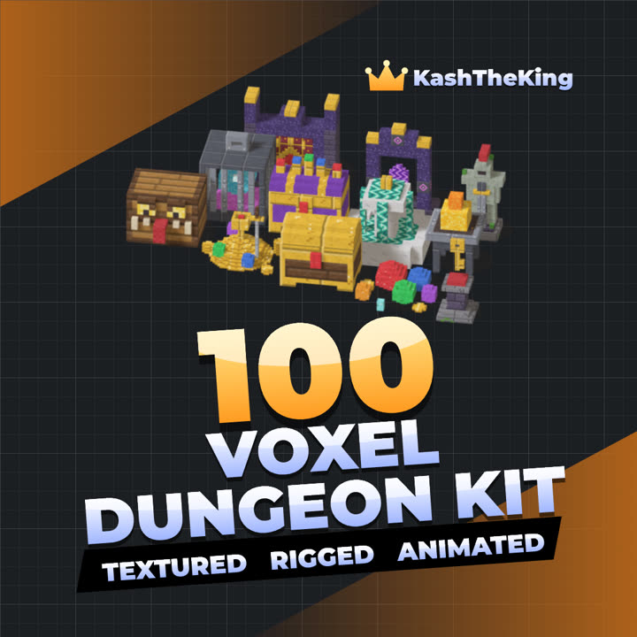 100 Voxel Dungeon Kit Roblox asset pack thumbnail