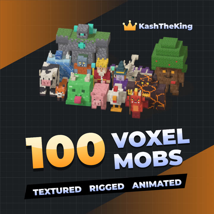 100 Voxel Mobs Roblox asset pack thumbnail