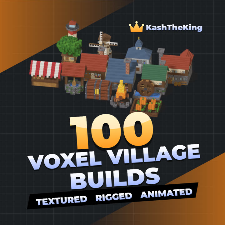 100 Voxel Village Builds Roblox asset pack thumbnail
