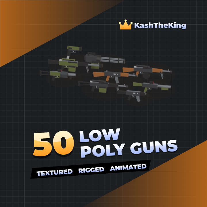 50 Low Poly Guns Roblox asset pack