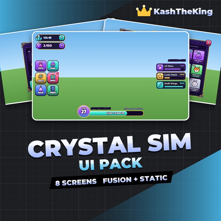 Crystal Sim UI Pack - Fantasy Roblox UI Pack
