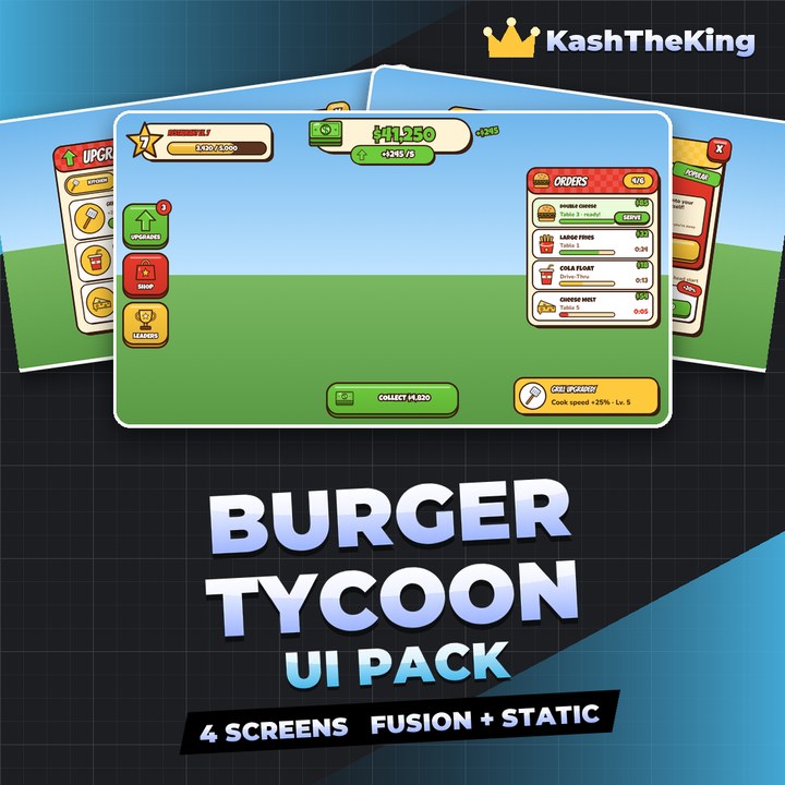 Burger Tycoon UI Pack - Cartoon Roblox UI Pack thumbnail