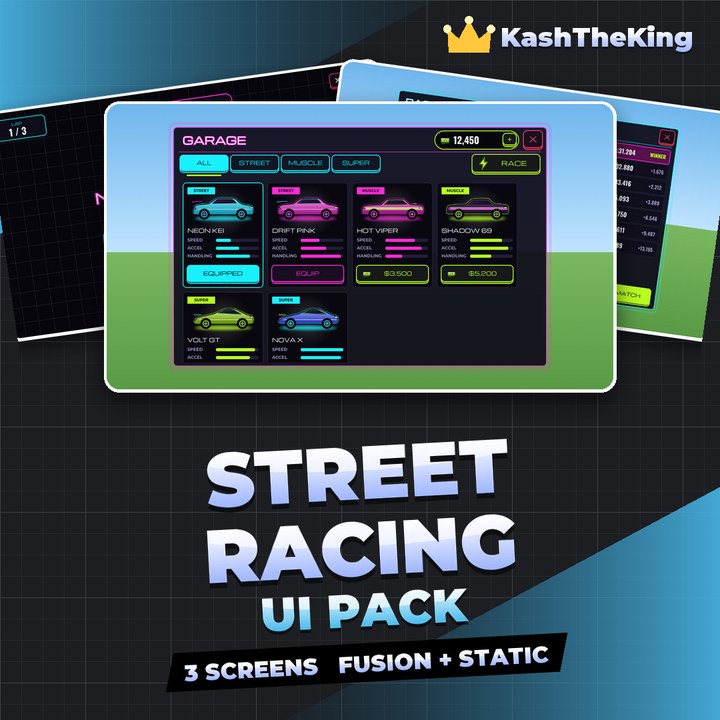 Street Racing UI Pack - Neon Roblox UI Pack