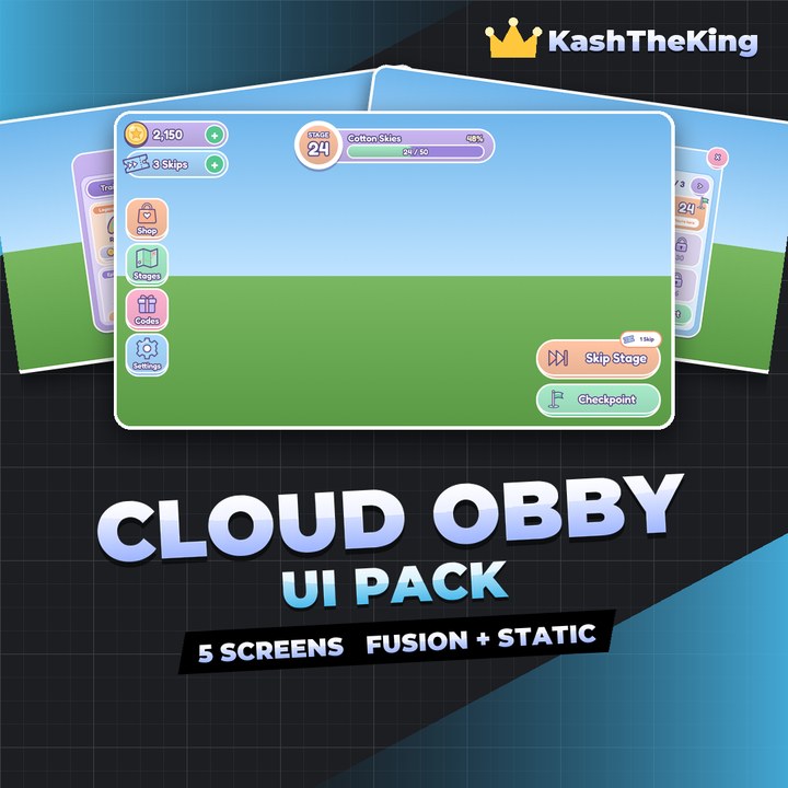 Cloud Obby UI Pack - Pastel Roblox UI Pack