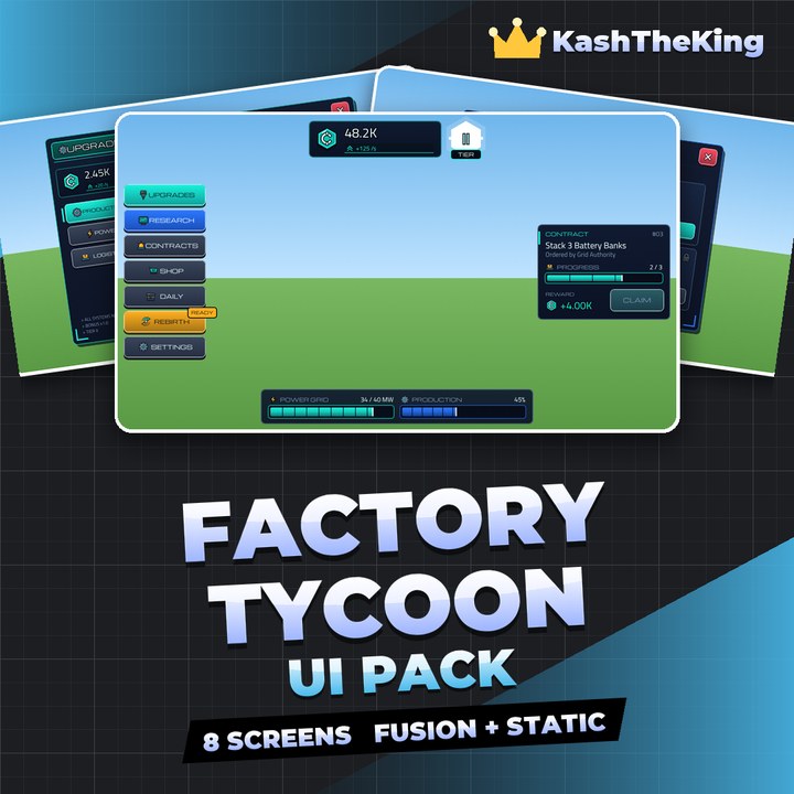 Factory Tycoon UI Pack - Sci-Fi Roblox UI Pack